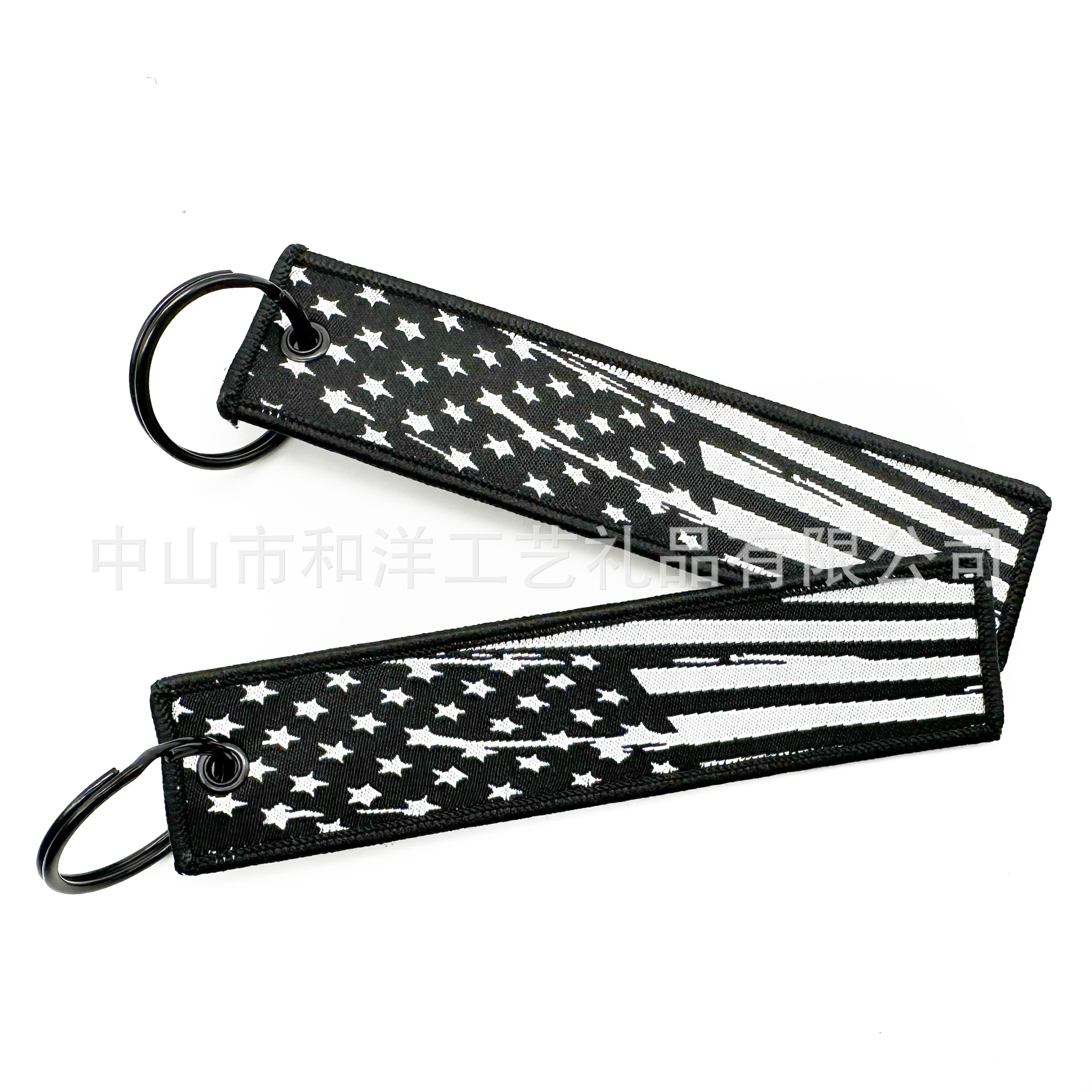 Customized Woven Label Keychain Double-Sided Letter Logo Lock Edge Event Souvenir Embroider Keychain Clothing Pendant