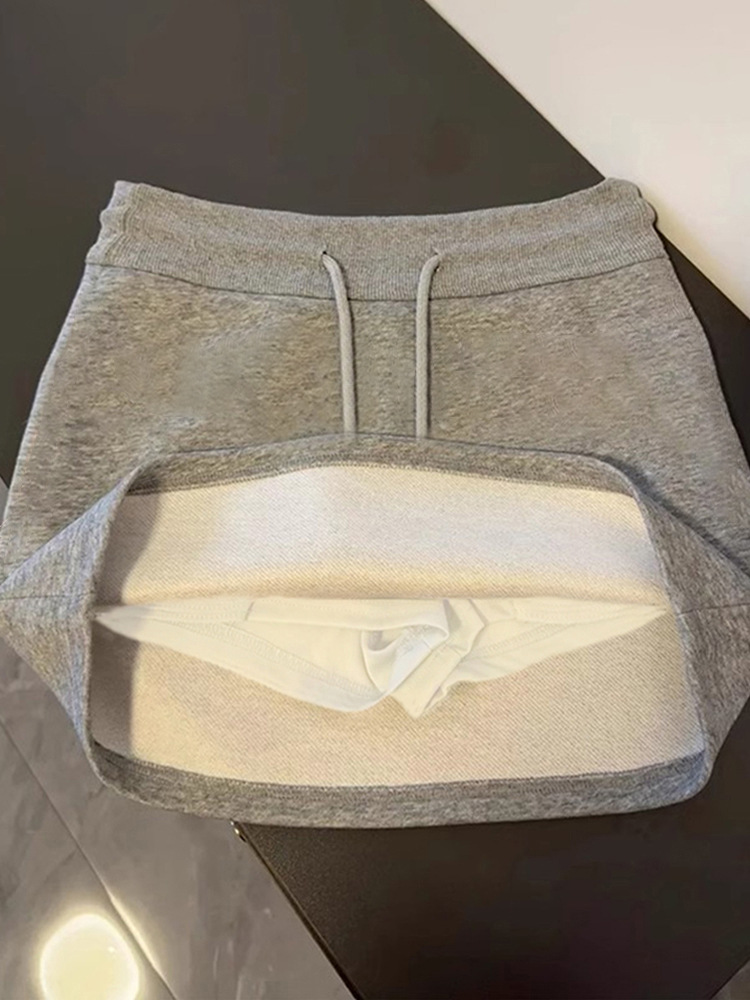 Серая юбка, женская, новая летняя спортивная юбка 2025, повседневная, A-образная юбка, юбка Wei