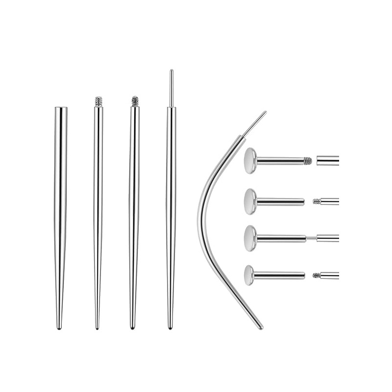 Направляющий стержень из нержавеющей стали для вставки серег, игла для пирсинга носа, губ и языка, изогнутый инструмент