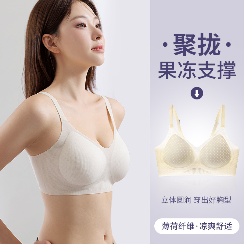 New Soft Support Underwear Thin Cup Simple Push-Up Live Broadcast Comfortable Breathable Sleep Bra Foreign Trade Cross-Border