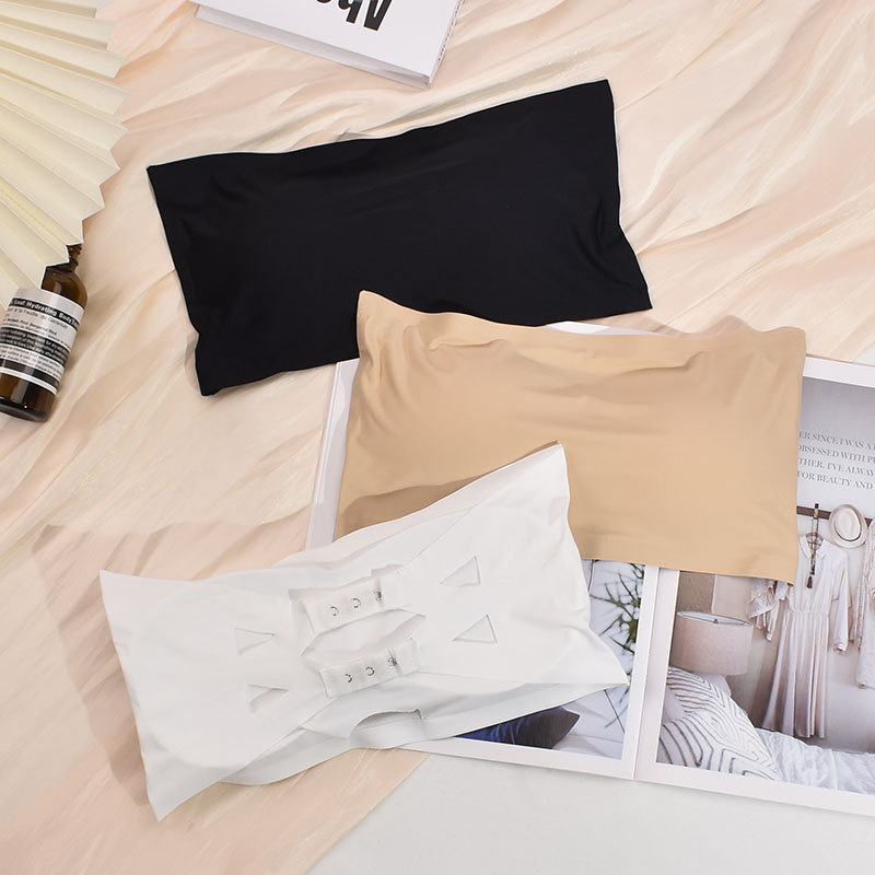 Strapless Ice Silk One-word Wrap Chest Breathable Anti-running Light Breasted Buckle Sports Shockproof Anti-running Light Girl's Seamless Beautiful Back