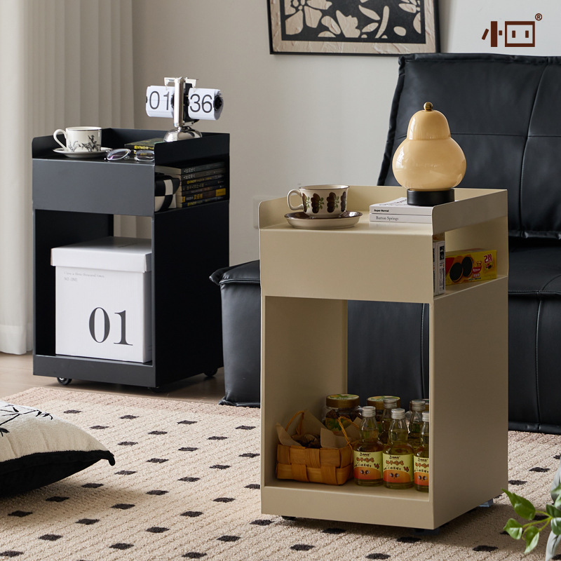 Small Four Mobile Side Table Living Room Home Internet Celebrity Coffee Table Bedroom Middle Ancient Bedside Table Movable Cart Sofa Side Cabinet