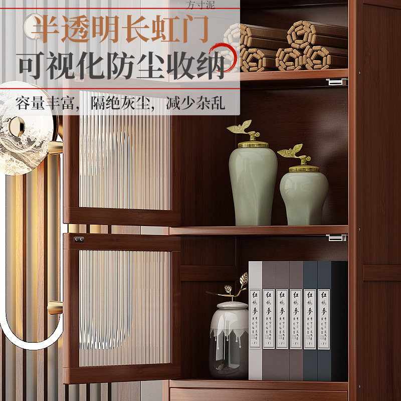 Chinese-style Antique Tea Cabinet Household Multi-functional Storage Rack Office File Tea Set Ornaments Storage Cabinet