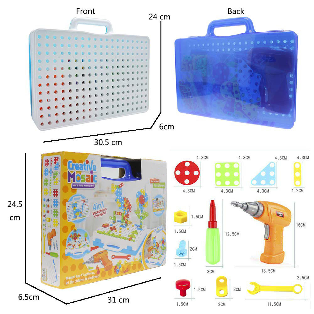 Cross-Border 237Pcs Kidsren's Hand Electric Drill Assembly Puzzle Toy DIY Screw Nut Combination Disassembly Building Blocks