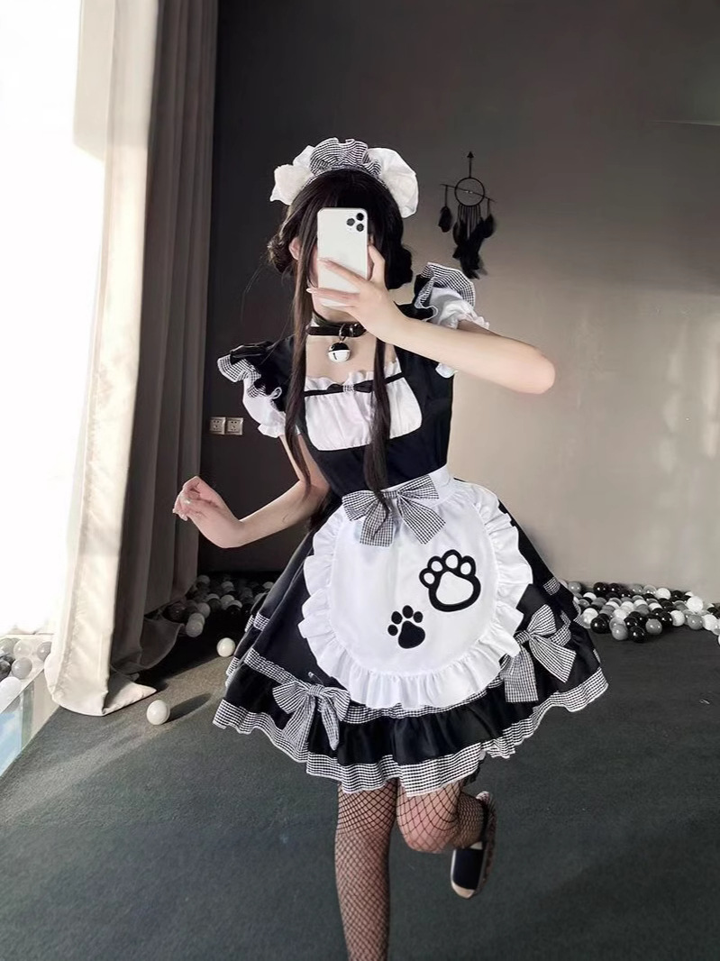 Maid Cute Girl Lolita dress Lolita cosplay Cat Cat Ear Niang Japanese Maid Full Set