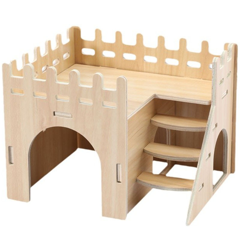 Hamster Cabin Toy Pet Golden Hamster Escape House Cage Accessories Universal Boredom Relief Flower Branch Rat Wood