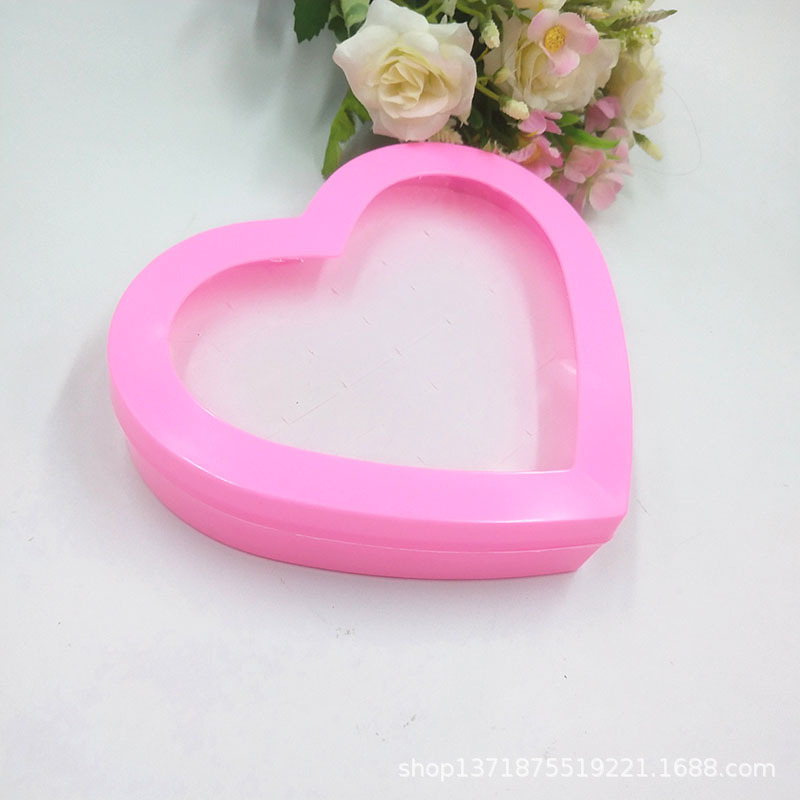 Children's Women's Ring Box Plastic Pink Love Box Jewelry Earrings Display Storage Box