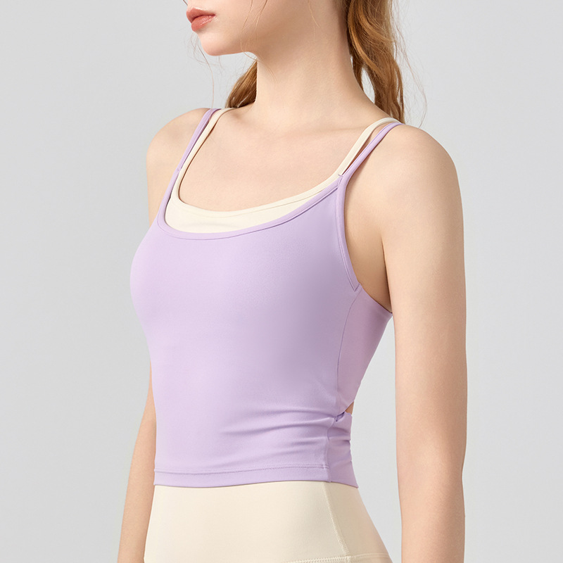 Yoga Vest with Chest Pad for Women, Shock-Proof Contrasting Color Bra, Pilates Training Top, Fitness Intimates, Yoga Wear