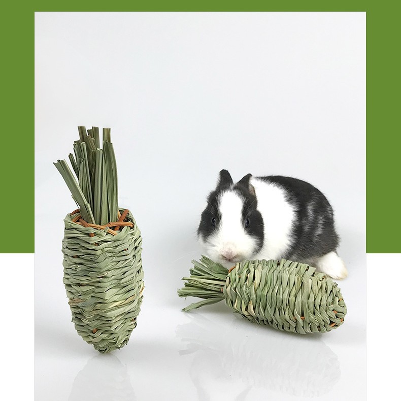Rabbit Chew Toys, Hand-Knitted Aquatic Plants, Green Radish Boredom-Relief Toys, Pet Rabbit, Guinea Pig, Chinchilla Gnawing Toys
