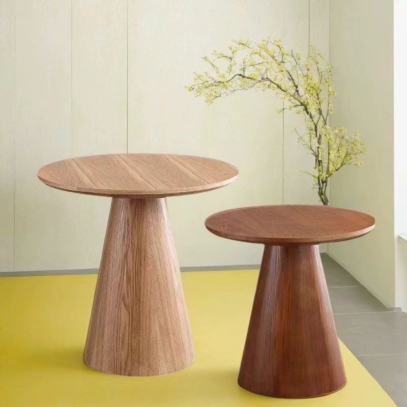 Round Coffee Table for Home Designers, Small Apartment Living Room, Solid Wood, Minimalist Nordic Style, Fully Solid Wood, Light Luxury