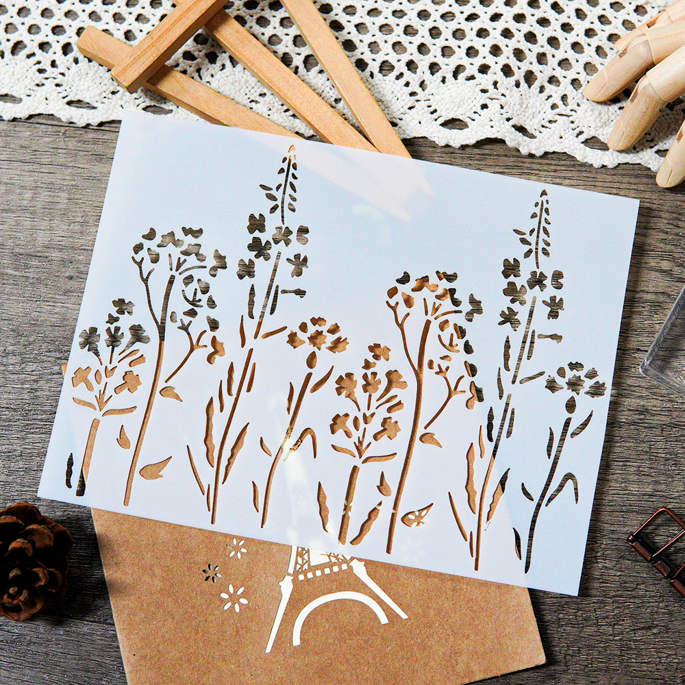 Flowers stencil cross-border hot DIY painting hollow template suit wall painting spray masking decorative template