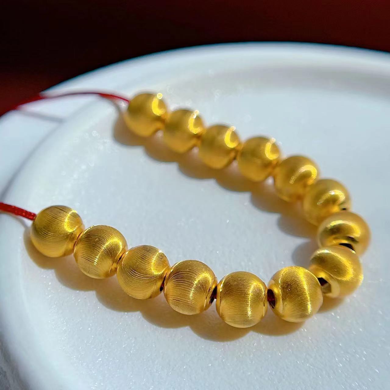 18K Gold Cat's Eye Beads Au750 Loose Beads DIY Spacer Beads for Braiding Bracelets Accessories Bead String Fortune Beads Positioning Beads Bracelet for Women