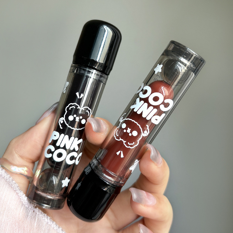 Pinkcoco Bear Dudu Mirror Water Lip Glaze Is Not Easy to Fade and Does Not Stick to the Cup Jelly Glass Lip Gloss Cross-Border Wholesale