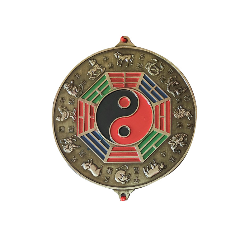 Tai Chi Alloy Bagua Mirror Religious Pendant Temple Yu Round Alloy Twelve Zodiac Copper Mirror Supplies Ornaments