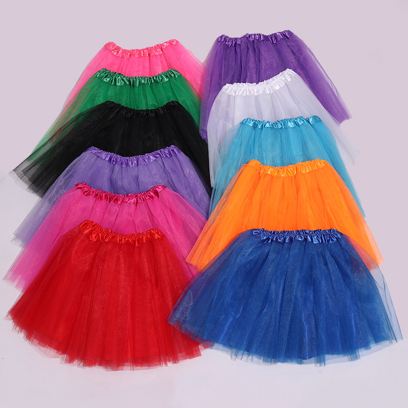 Manufacturer's Best-Selling Kidsren's Dance Performance Tutu Skirt Three-Layer Mesh Plus One Layer of Satin Lining Tutu Skirt Dance Group