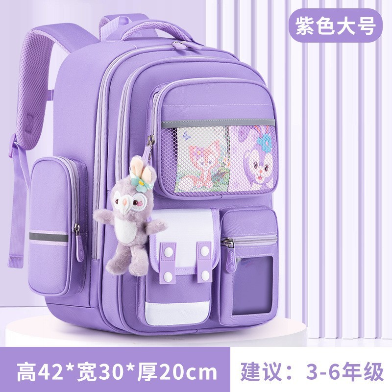 Huo Ying New Style Light Schoolbag for Primary and Secondary School Students Boys and Girls Grade 1-3-6 Ridge Protection Large Capacity Backpack for Children