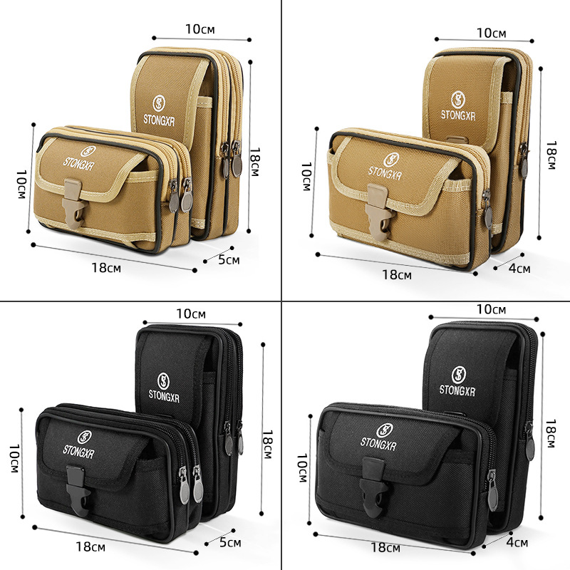 New Mobile Phone Bag Men's Wear Belt Work Site Hanging Bag Waist Bag Multi-functional 7-inch Mobile Phone Case for Middle-aged and Elderly