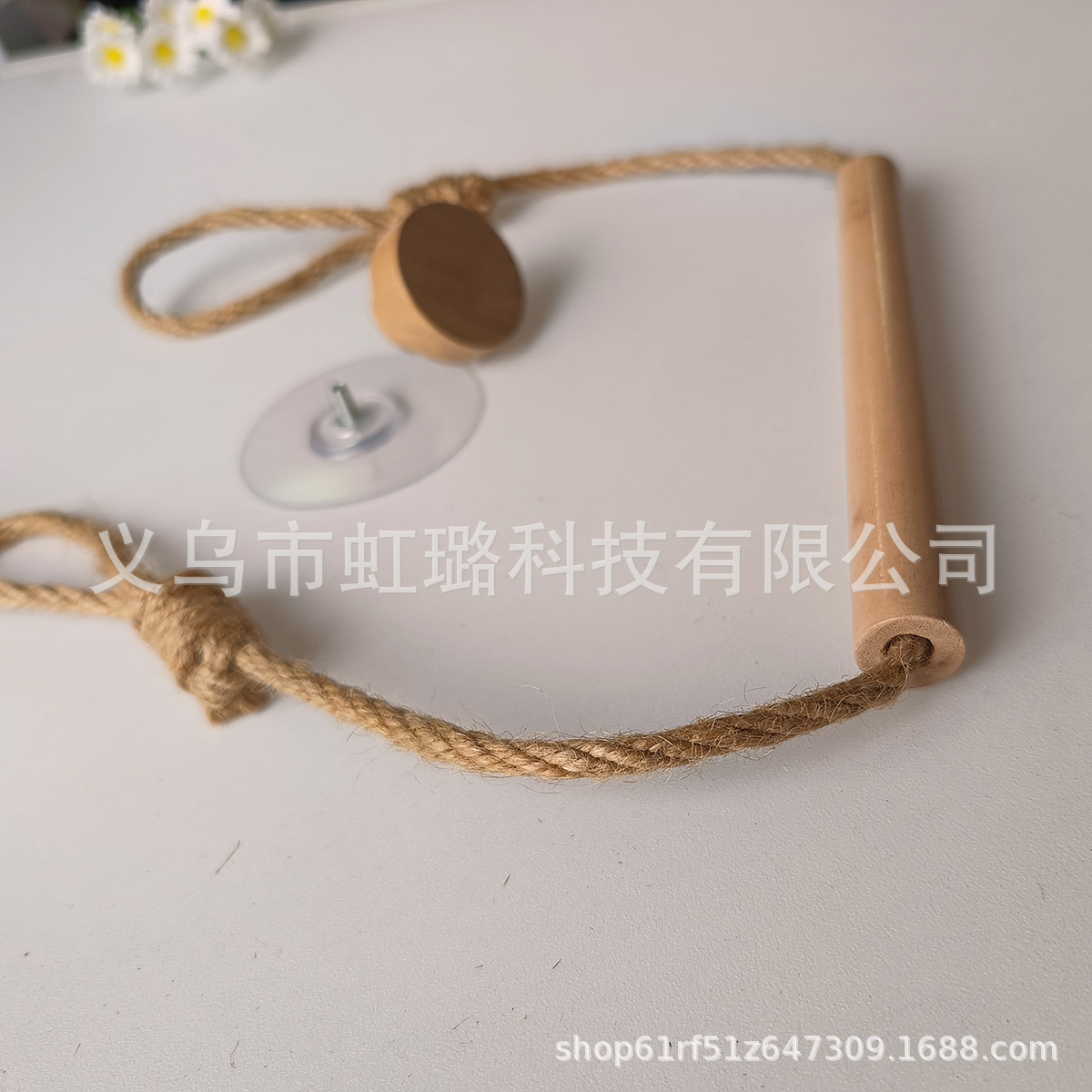 Cross-border hot-selling nail-free hemp rope stick tissue holder bathroom toilet paper holder towel holder hand-woven