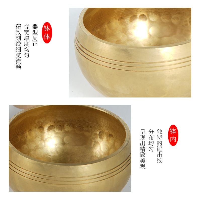 Инструмент для терапии с чашей для пения из Непала, мини-чаша, чистая медная чаша, набор из трех частей с подушкой и палочкой