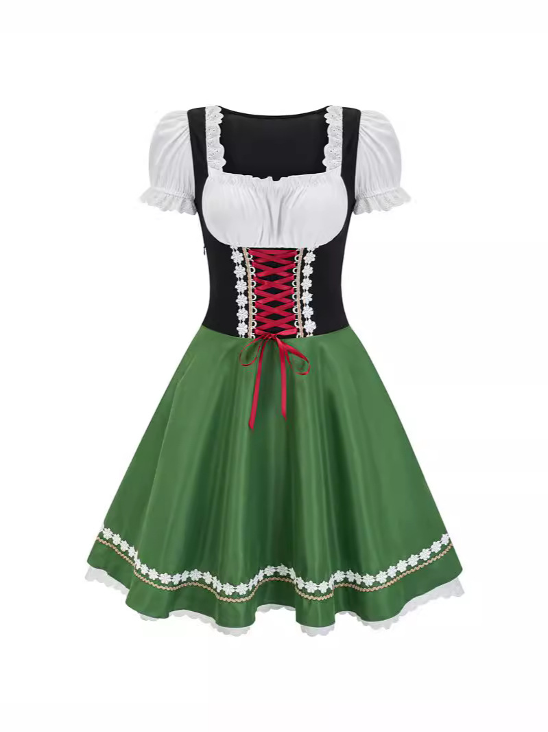 Halloween German Beer Dress Short Sleeve Women Beer Girl cosplay dress Maid Dress Beer Dress