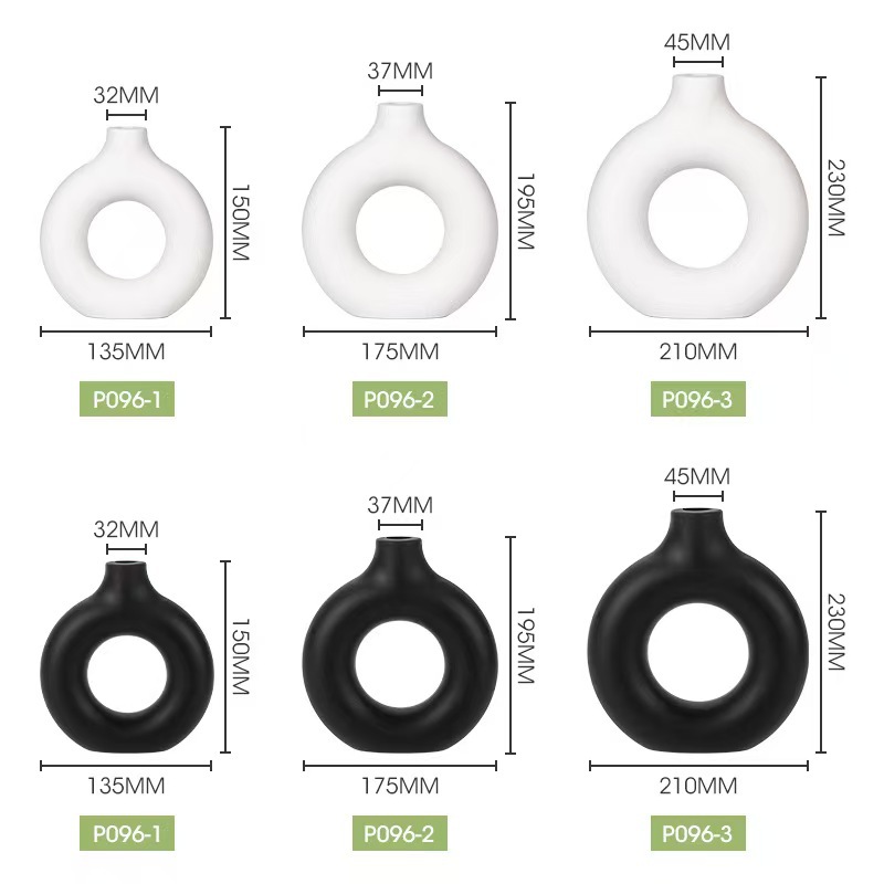 Manufacturer Wholesale Donut Plastic Vase Imitation Ceramic Decorative Vase Creative Living Room Ornaments Two Halves Spliced