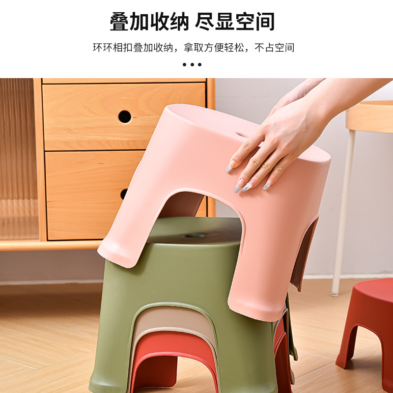 Manufacturer Customized Household Plastic Stool Thickeneded Living Room Low-Foot Anti-Slip Small Bench Kindergarten Baby Bathroom Foot Chair