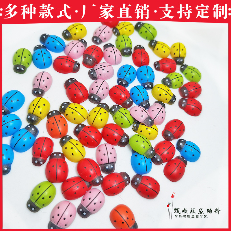 Micro Landscape DIY Fleshy Small Ornaments Mini Wooden Colorful Coccinella Beetle Paste Decorative Accessories