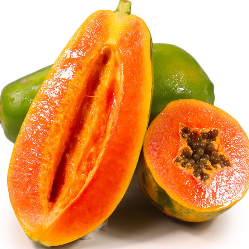 Красная сердце папайя, свежий сезонный фрукт, сезонная зеленая папайя, молоко, сахарная папайя, свежесобранная, только что собранная