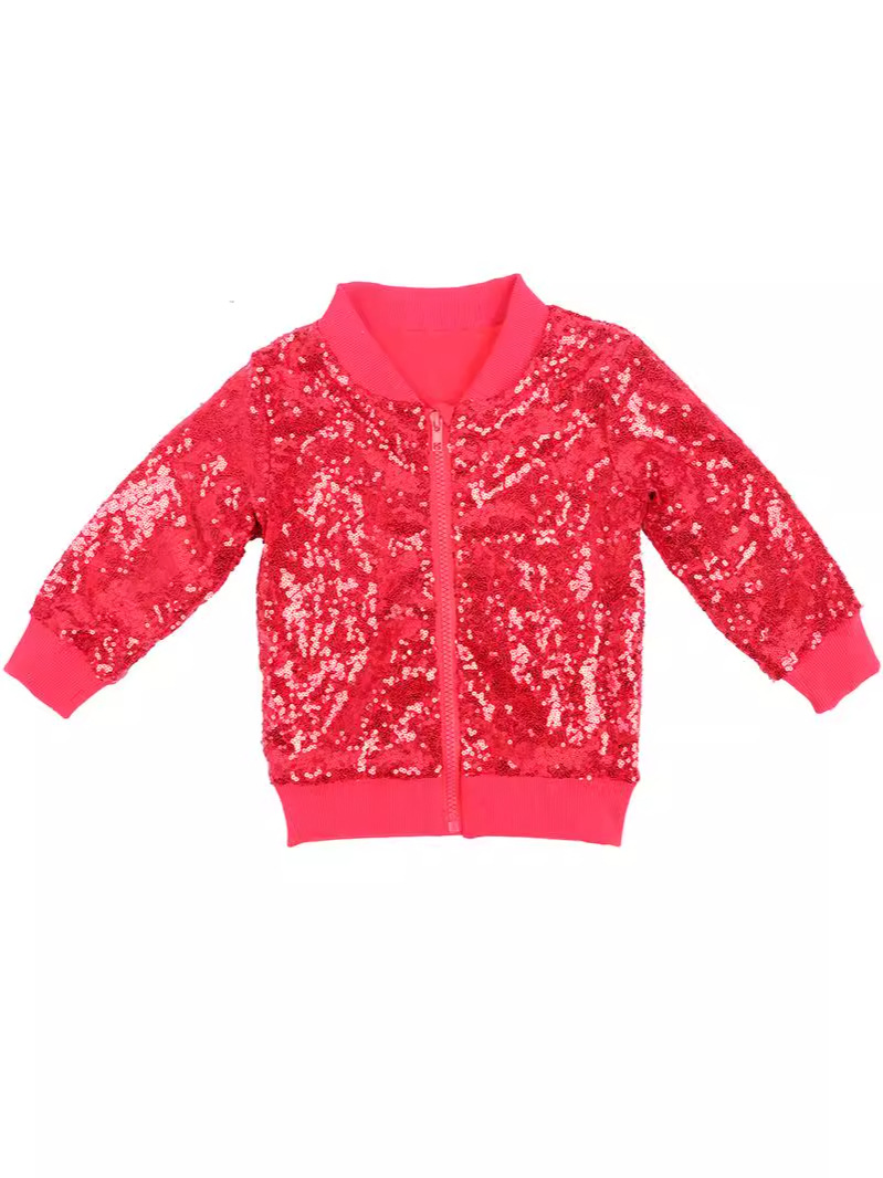 European and American New Sequin Children's Coat Western Style Cute Girls Baseball Suit Autumn and Winter Children's Wear Jacket Amazon Kids