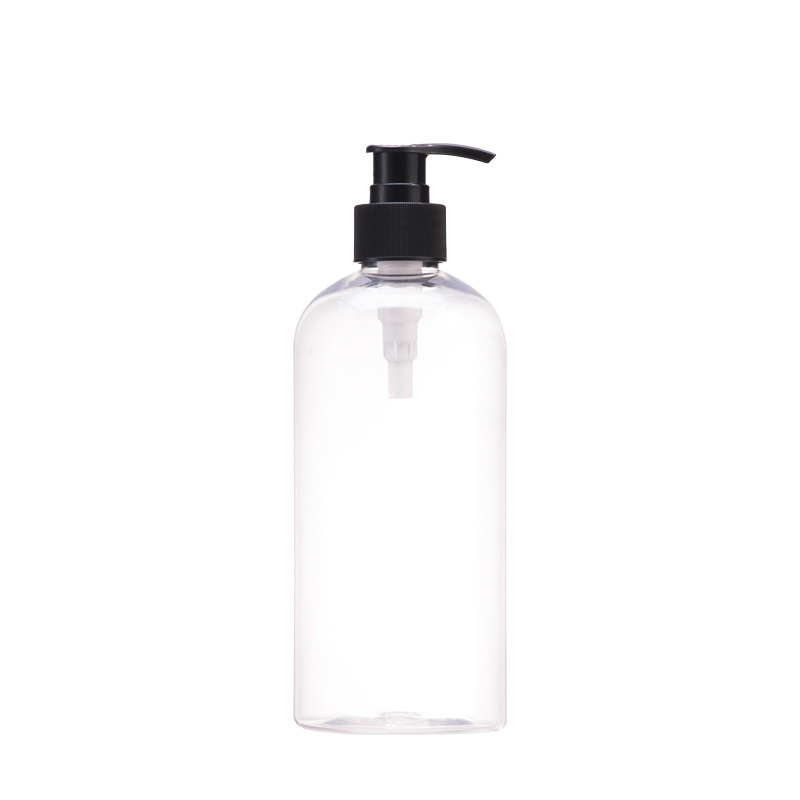 500Ml/17Oz Transparent Cylindrical Fat Bottle Shampoo Conditioner Packaging Bottle Factory Supply Pressure Pump Lotion Bottle