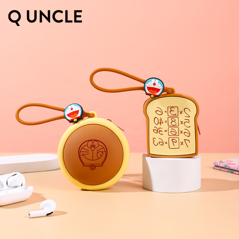 Genuine Authorized Doraemon Stereo Silicone Pendant Bag Causeway Burned Earphone Bag Creative Memory Bread Coin Purse