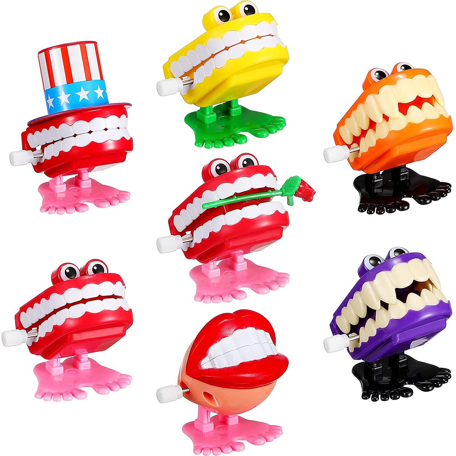 Wind-Up Jumping Teeth with Eyes, Top Hat, Bouncing Teeth, Halloween Kindergarten Student Reward