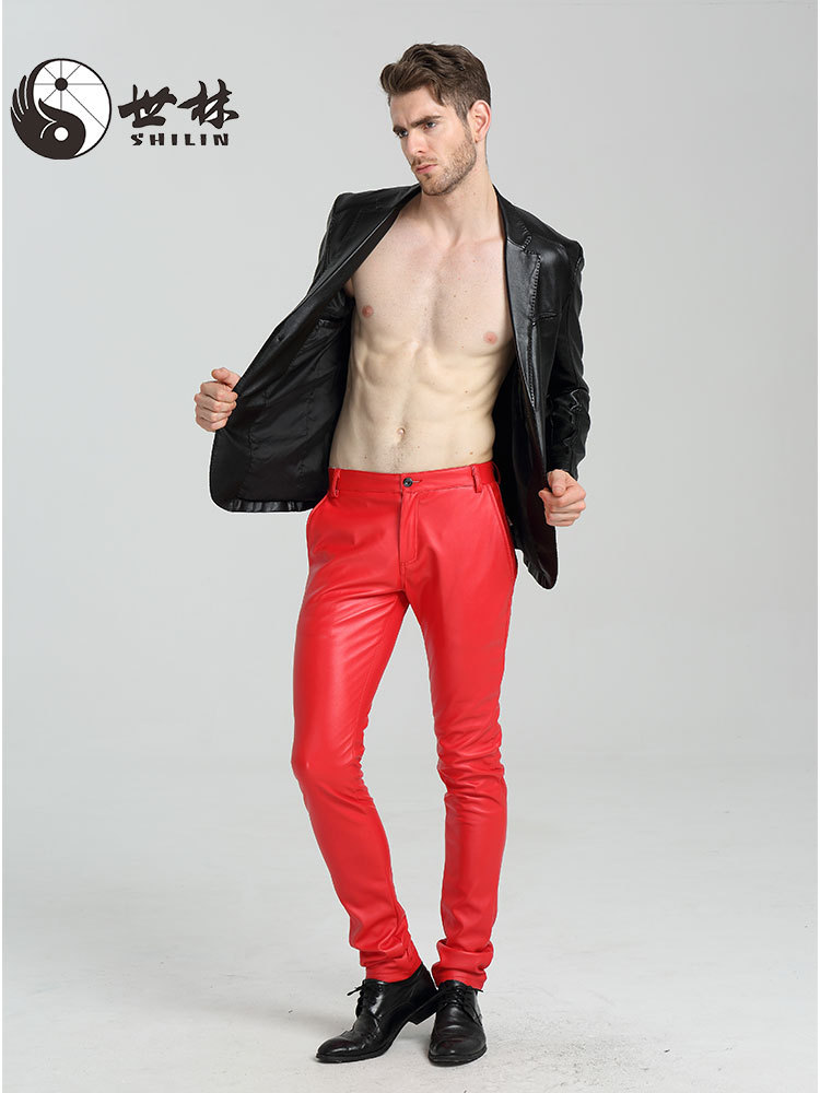 2025 Cross-Border Waterproof Spring & Fall New Motorcycle Leather Pants Men's Dance Tight Motorcycle Thin Large Size Pu Pants Batch