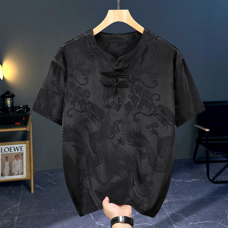 plus size extra large size Chinese style men's summer fat short sleeve suit thin Chinese style men's retro style