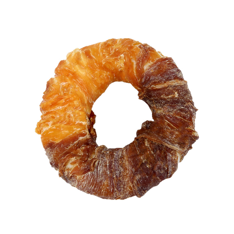 Pet Dog Molar Stick Chicken Ring Kraft Donut Large Bite-Resistant Training Reward Chicken Stick Pet Snack