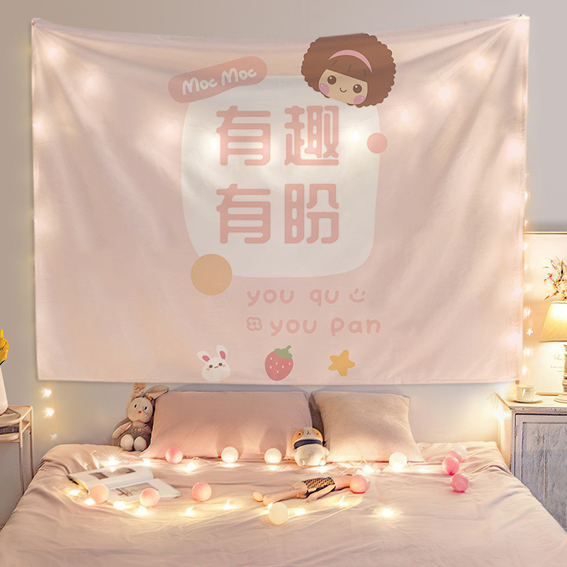 Bedroom Hanging Cloth Background Cloth Bedside Wall Cloth Tapestries Rental House Renovation Room Layout Dormitory Cartoon Girl Free Shipping