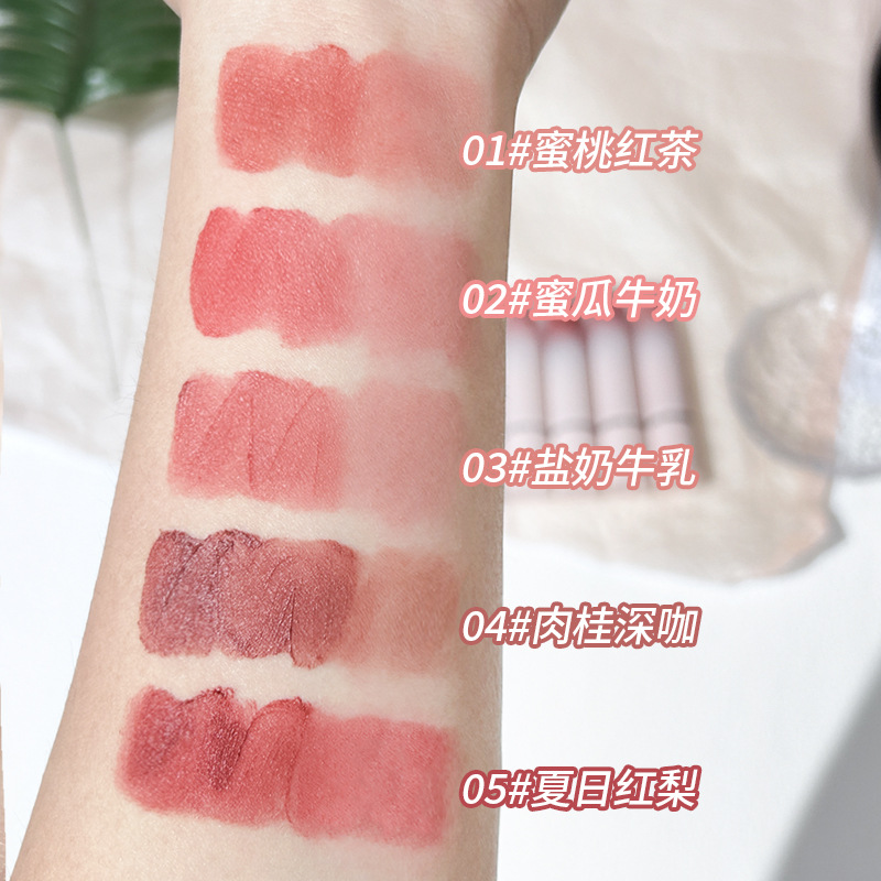 Kakashow Cute Bear Lip Glaze Velvet Matte Lipstick Non-Stick Cup Matte Lip Glaze Whitening Lip and Cheek Dual-Purpose Lip Mud
