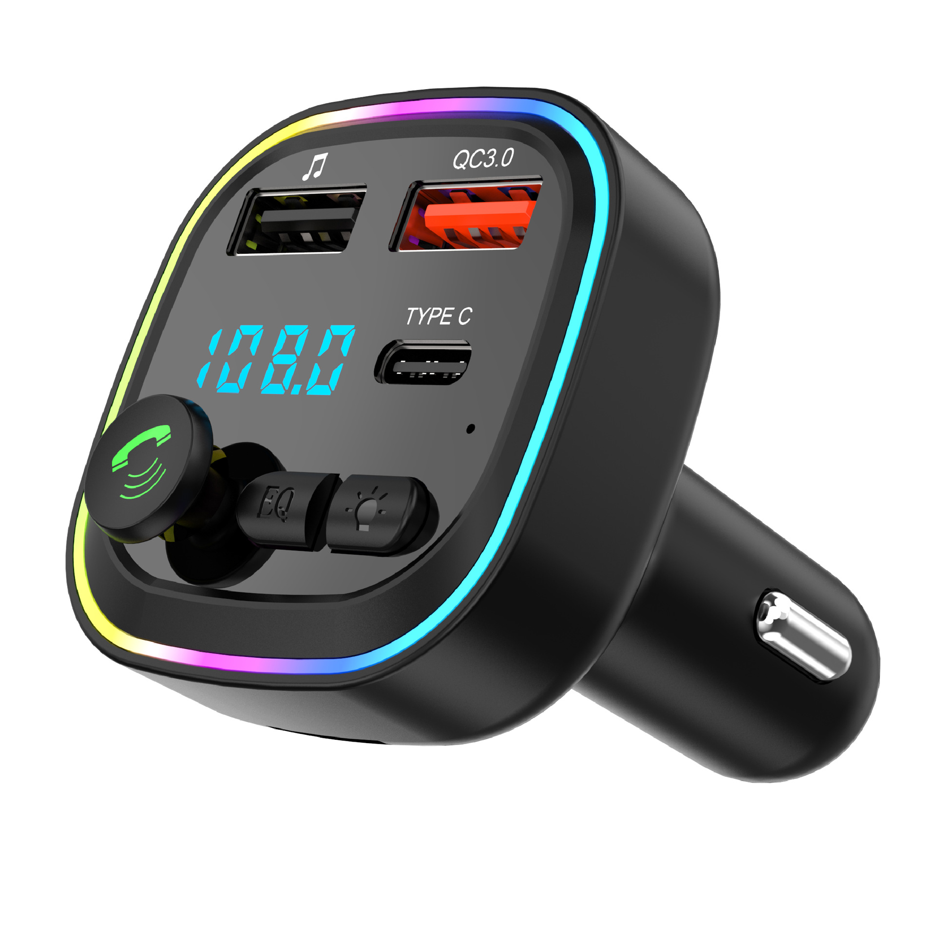 Personalized Car Mp3 Multi-Function Integrated Button Eq Sound Effect Adjustment Bluetooth V5.0 Hands-Free Call Qc3.0 Fast Charging