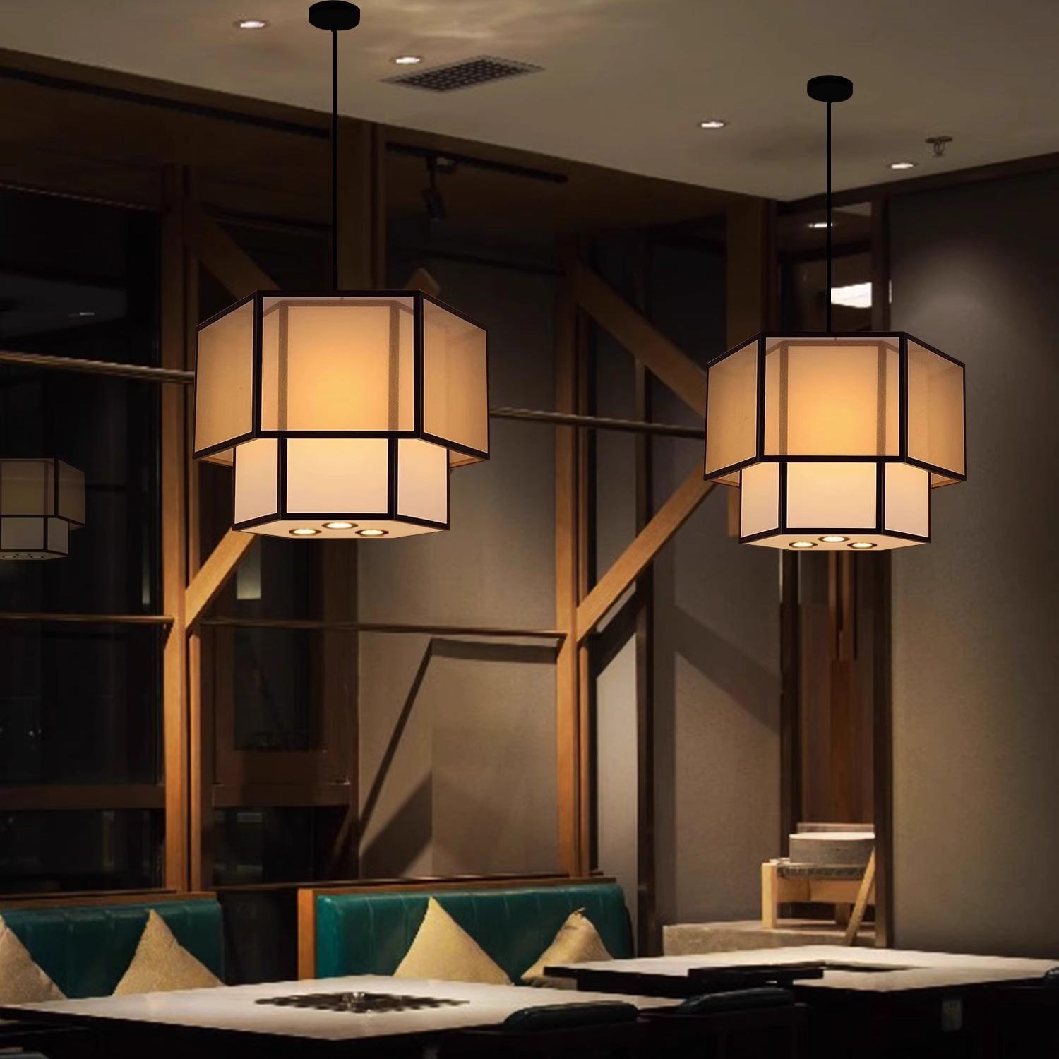 New Chinese Hot Pot Restaurant Chandelier with Spotlights Catering Restaurant Hotel Private Room Zen Retro Lamps Chinese Style Lanterns