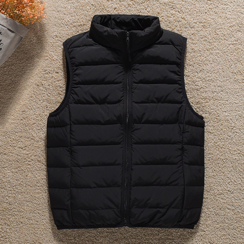 2024 down Jacket Vest Men's Thin down Vest Casual Sleeveless Short Stand Collar Autumn and Winter Large Size Jacket Trendy