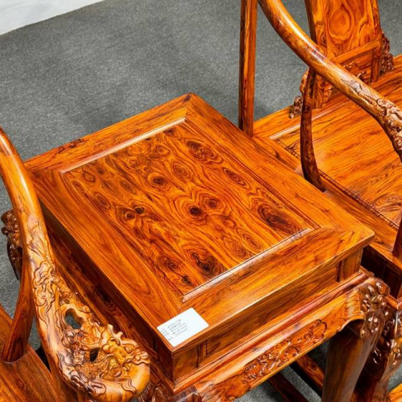 Hainan Huanghuali Wood Tiger-Leg Imperial Palace Chair Three-Piece Set, Ming and Qing Dynasty Imperial Palace Circle Chair Furniture, Antique-Style Backrest Chair, New Chinese Style