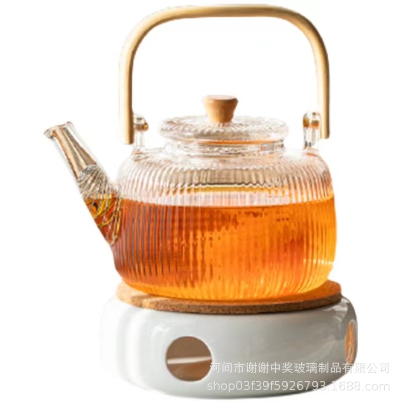 Drainage Tray Filtered Glass Teapot Kung Fu Tea Set Flower Teapot Set Full Set Popular Health Pot Glass Pot
