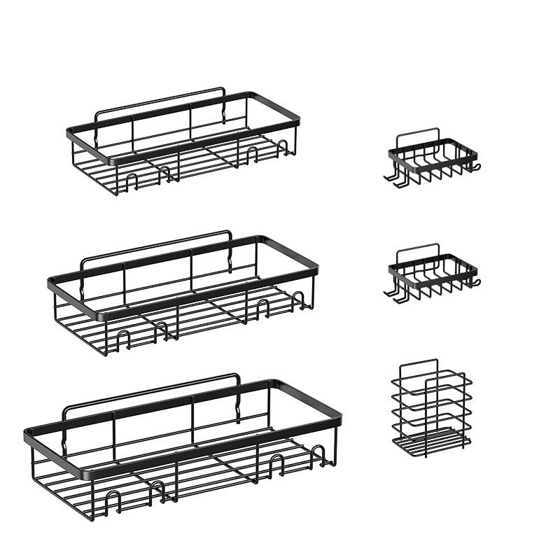 Bathroom Punch-Free Wall-Mounted Storage Rack Bathroom Storage Rack Bathroom Toiletries Storage Basket Pendant Set