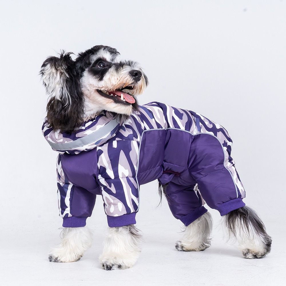 Pet clothes factory direct thick camouflage conjoined four-legged clothing autumn and winter waterproof dog cotton-padded jacket pet clothing