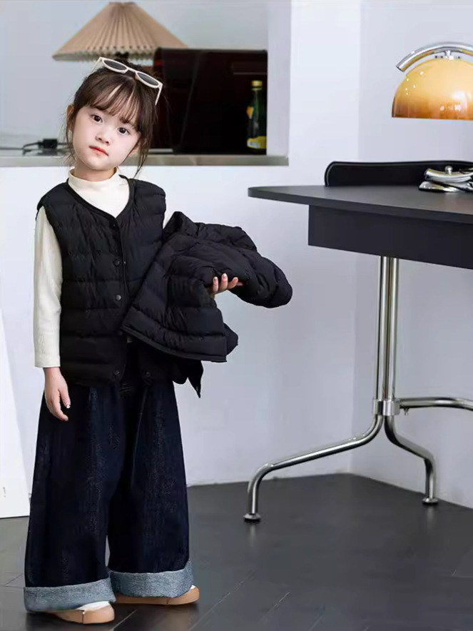 Down Vest Liner 2025 Autumn and Winter Medium and Large Kidsren's Boys and Girls Baby Warm down Jacket Students Wear Outside and Inside