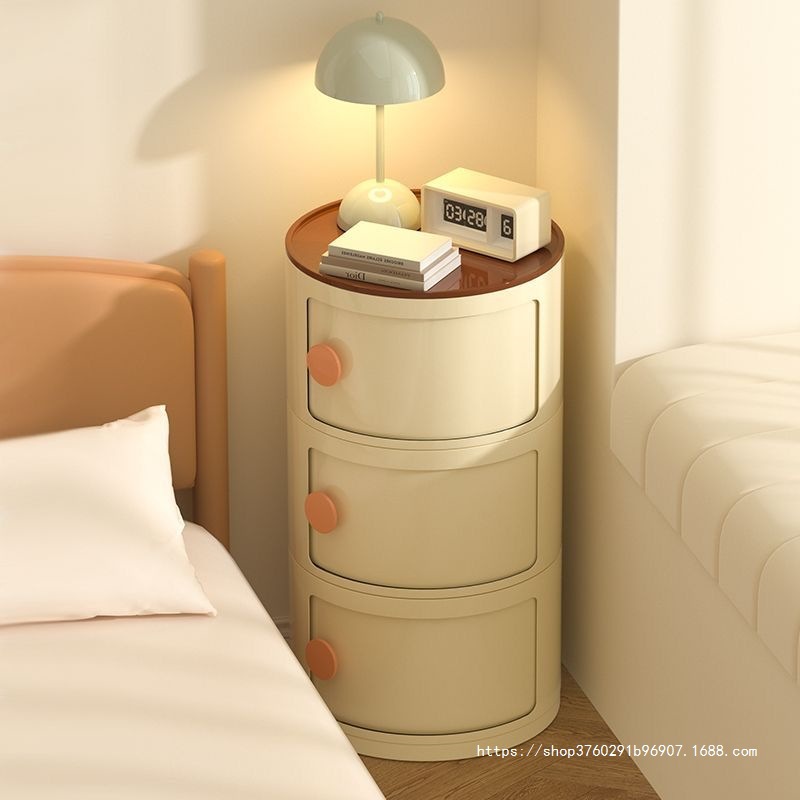 Round Small Bedside Cabinet Children's Alternative Bedroom Home Extremely Narrow Side Storage Cabinet Storage Rack