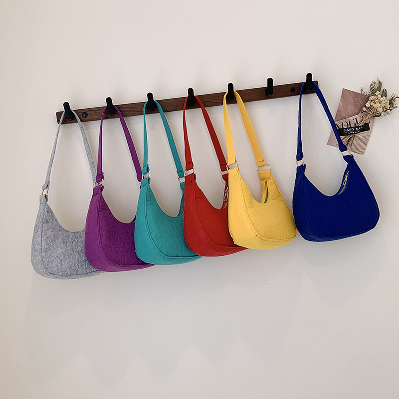 Solid Color Western Style Women's Bag 2025 Fashionable Korean Style Winter New Arrival Stone Pattern Underarm Bag Casual Shoulder Handbag