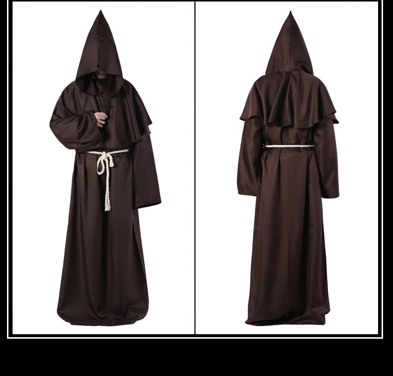 Cross-border Halloween costume medieval monk robe monk costume wizard costume priest costume cosplay dance costume manufacturer