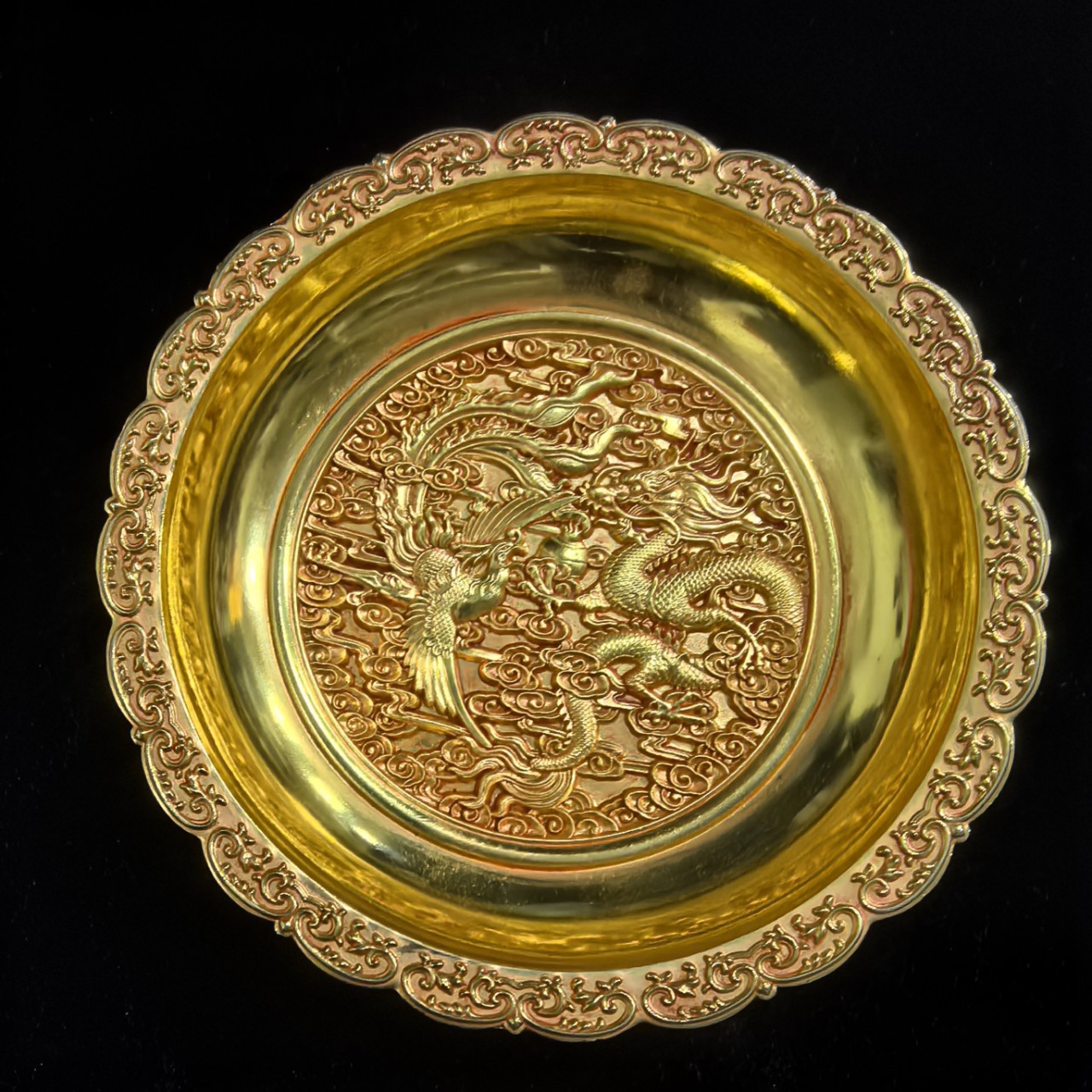 Антикварные тарелки и блюда из чистой меди с позолотой, домашний декор, антикварная коллекция