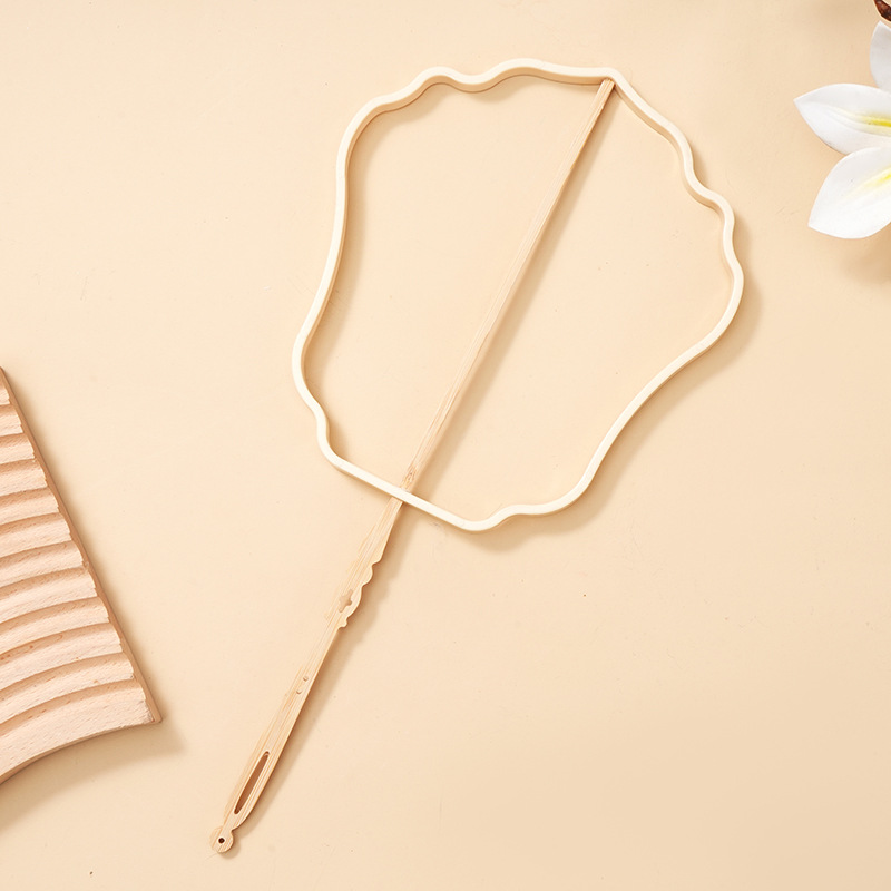 Ancient style round fan ring hollow handle ABS round special-shaped fan Chinese style embroidered embroidery fan bone fan rack DIY complex